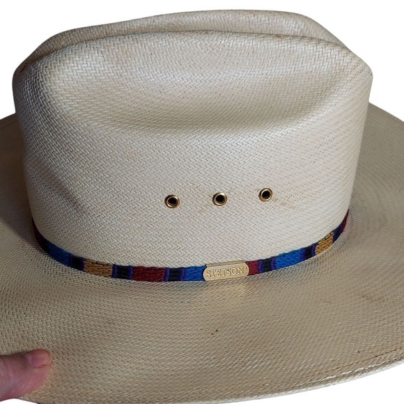 Stetson Natural Cream Gunslinger Style 10X Straw Western Hat Unisex - Picture 11 of 16